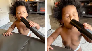BABY FAILS! Boy Gets Face Stuck On Vacuum (Funny Kid Fails)