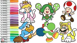 Super Mario Bros Coloring Book Compilation Mario Princess Peach Toad Yoshi and More