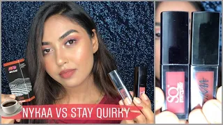 NYKAA MATTE TO LAST LIQUID LIPSTICK IN DEPTH REVIEW SWATCH AND COMPARISON WITH STAY QUIRKY LIPSTICK