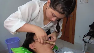 베트남 이발소에서 베트남 여자가 면도하는 방법 How they do shaving the Vietnamese Girl In Vietnam Barbershop ?