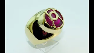 handmade 18kt gold ring Red Lanterns Corps with synthetic ruby