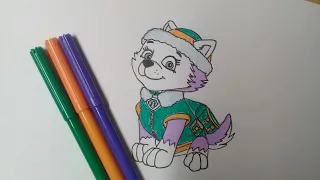 Эверест как нарисовать ЩЕНЯЧИЙ ПАТРУЛЬ / speed drawing Everest paw patrol