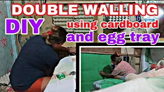 DOUBLE WALLING DIY USING CARDBOARD AND EGG TRAY/Simply rich