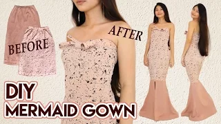 DIY Turn Skirts Into Mermaid Gown | Long Dress Party / Prom / Wedding Transformation Baju Indonesia