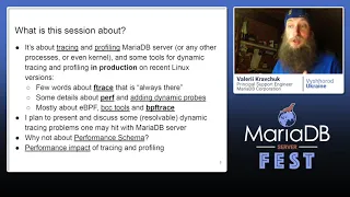 Dynamic tracing of MariaDB on Linux - Valerii Kravchuk - MariaDB Server Fest 2020
