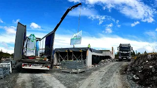 Scandinavian trucker blog #86: Unloading with a crane in the mountains and reversing over potholes!