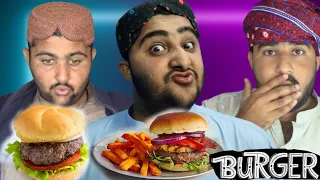 Tribal people Beef Burger Challenge For The First Time ￼