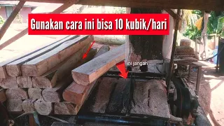 cara belah kayu pakai serkel cepat dan akurat oleh operator profesional