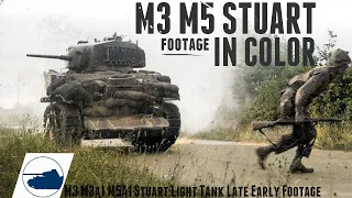 WW2 M3 M5 Stuart Light Tank Early/Late - Color  footage.