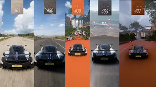 Pagani Huayra BC Top Speed Compilation Forza Horizon 5 Top Speed Videos Stock Boosted Nitrous