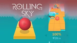 ROLLING SKY - Level 1 Complete 100% ALL GEMS Gameplay