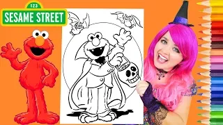 Coloring Elmo Halloween Vampire Sesame Street Coloring Page Prismacolor Pencils | KiMMi THE CLOWN