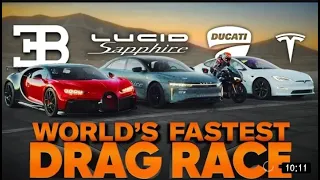 The World s Fastest Cars  Lucid Air Sapphire v Bugatti Chiron v Tesla Plaid   Cammisa s Drag Race108