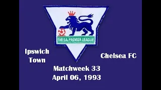 FA Premier League. Season 1992-1993. Matchweek 33. Ipswich Town - Chelsea FC - 1:1. Highlights.