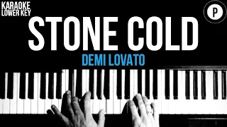 Demi Lovato - Stone Cold Karaoke SLOWER Acoustic Piano Instrumental Cover Lyrics LOWER KEY