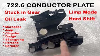 Mercedes stuck in gear, limp mode, hard shift problems 722.6 transmission conductor plate. Oil leak.