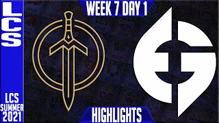 GG vs EG Highlights | LCS Summer 2021 W7D1 | Golden Guardians vs Evil Geniuses