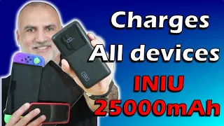 INIU Power Bank 25000mAh 65W Review and charging demo