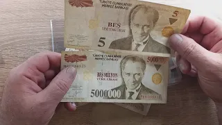 Пополнение банкнот в коллекцию - сентябрь 2023 - купил целую коробку банкнот Турции