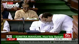 Rahul Gandhi hugs PM Modi in Lok Sabha