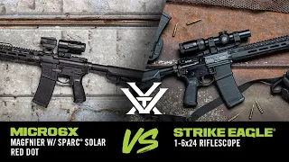 Red Dot and Magnifier or LPVO? Micro6x + SPARC® Solar Red Dot vs Strike Eagle® 1-6x24 - FAQ