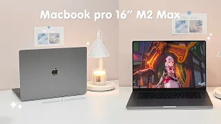 MacBook Pro M2 Max 16 unboxing setup 🍎customisation✨| cute accessories | Casetify | AirPods Max |