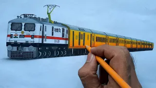 Drawing a train || Tejas express hauled by WAP 7 locomotive || Indian Railways