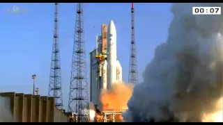Launch of Arianespace Ariane-V VA-226 carrying ARSAT-2 & Sky Muster comsats
