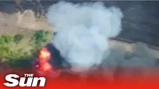 Ukrainian troops take out Russian 'Hyacinth' field gun in huge explosion