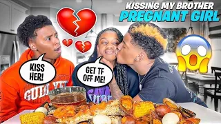 KISSING ALL OVER MY BROTHERS PREGNANT GIRLFRIEND TO SEE WHAT SHE WOULD DO😈 | SEAFOOD MUKBANG
