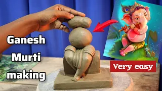 Very easy ganapati murti making for beginners | clay art ganesh
