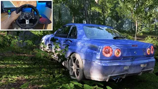 Restoring Abandon Nissan GT-R34 Skyline - Forza Horizon 5 (Steering Wheel) Gameplay
