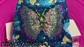 Blue Glitter Butterfly & Fresh Gym Chalk Blocks | Oddly Satisfying | ASMR