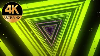 10 Hour 4k TV Multi triangle Neon tunnel Abstract background video loop, no copyright, no sound