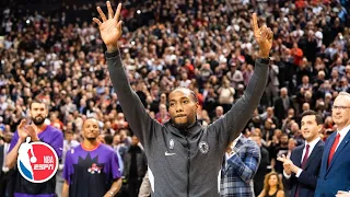 Kawhi Leonard gets tribute video and championship ring from Raptors in Toronto return | NBA On ESPN