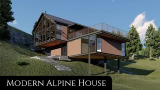 The Sunshine Canyon House Walk-thru - Modern Mountain Alpine House 3D Lumion Rendering Animation