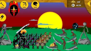 stick war legacy weekly mission 112 swordwarth with big big Sword vs speartons maxx shield and armor