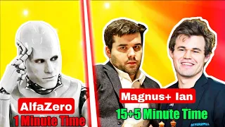 Alfazero (4000 Elo) have only 1 minute Time to Survive against Magnus and Ian | magnus ian | Carlsen