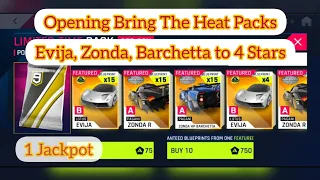 Asphalt 9 - My decision to open Bring The Heat Packs - EVIJA, ZONDA, BARCHETTA to 4 stars