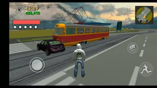 Трамвай протаранил автомобиль в игре "Криминальная Россия 3D. Борис"