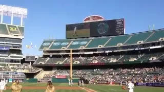 Hunter, 17, throws first pitch at Oakland A's game