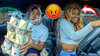 DRIVING SUPER CRAZY WHILE MY ANGRY BOYFRIEND HOLD ICE COLD WATER *HILARIOUS*