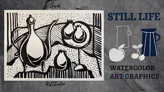 Stylization of a still life in one color. Black and white still life.