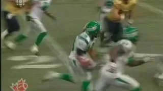 CFL Roughriders' Johnson 3 Interceptions in 2007 Grey Cup