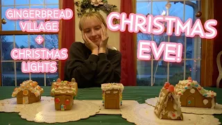 VLOGMAS DAY 24 | building gingerbread houses + christmas lights on christmas eve