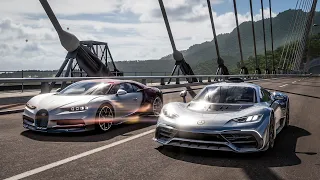 Forza Horizon 5 Drag race: Bugatti Chiron vs Mercedes-AMG One 1063hp (REMATCH)