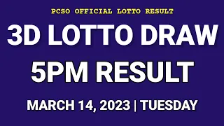 3D LOTTO RESULT 5PM Draw March 14, 2023 PCSO Swertres Lotto Result Today 2nd Draw afternoon