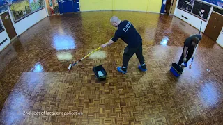 School hall parquet floor restoration - commercial wood floor sanding and sealing nationwide uk