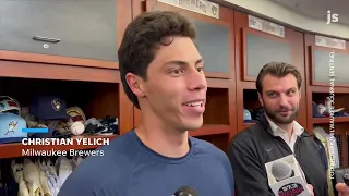 Christian Yelich discusses Blake Perkins' highlights in the Brewers' win over the Cubs