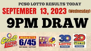 Lotto Result Today 9pm Draw September 13, 2023 6/55 6/45 4D Swertres Pcso